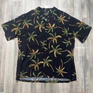 Hawaiian Reserve Collection Mens XL Black Palm Tree AOWP Shirt Made in Hawaii
